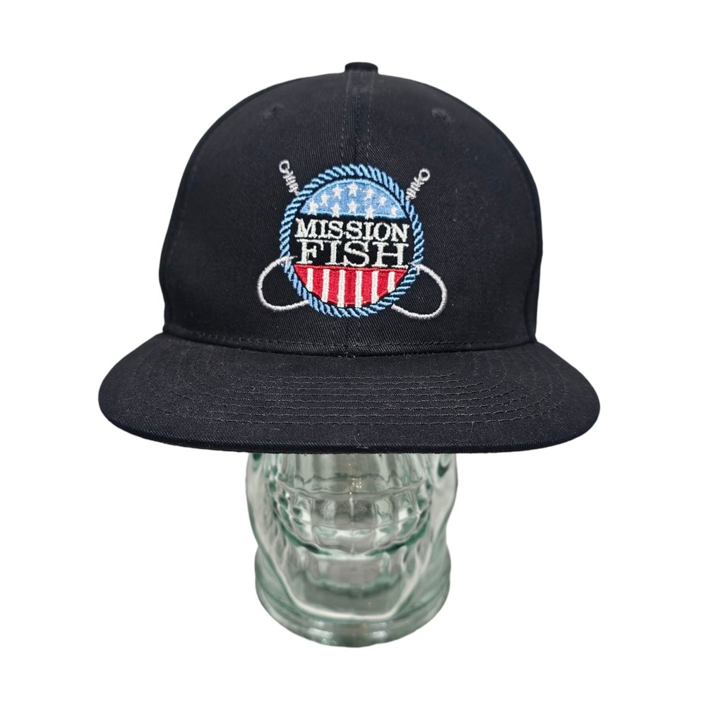 Mission Fish Snapback Hat Adjustable Cap Veteran One Size‎ Black
